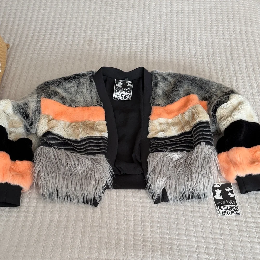 Young Fabulous & Broke Faux Fur Jacket NWT Size S/M ❤️ - Picture 5 of 8